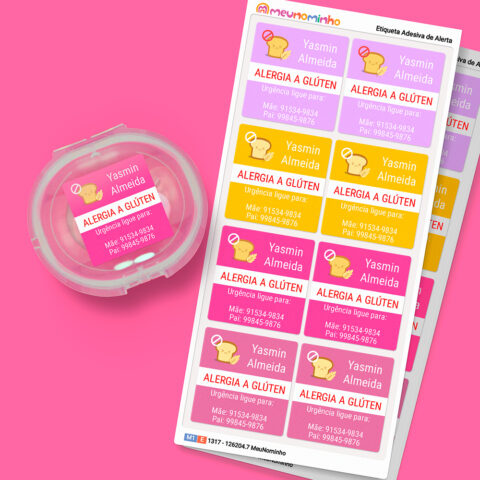 etiqueta infantil personalizada com alergia ao amendoim