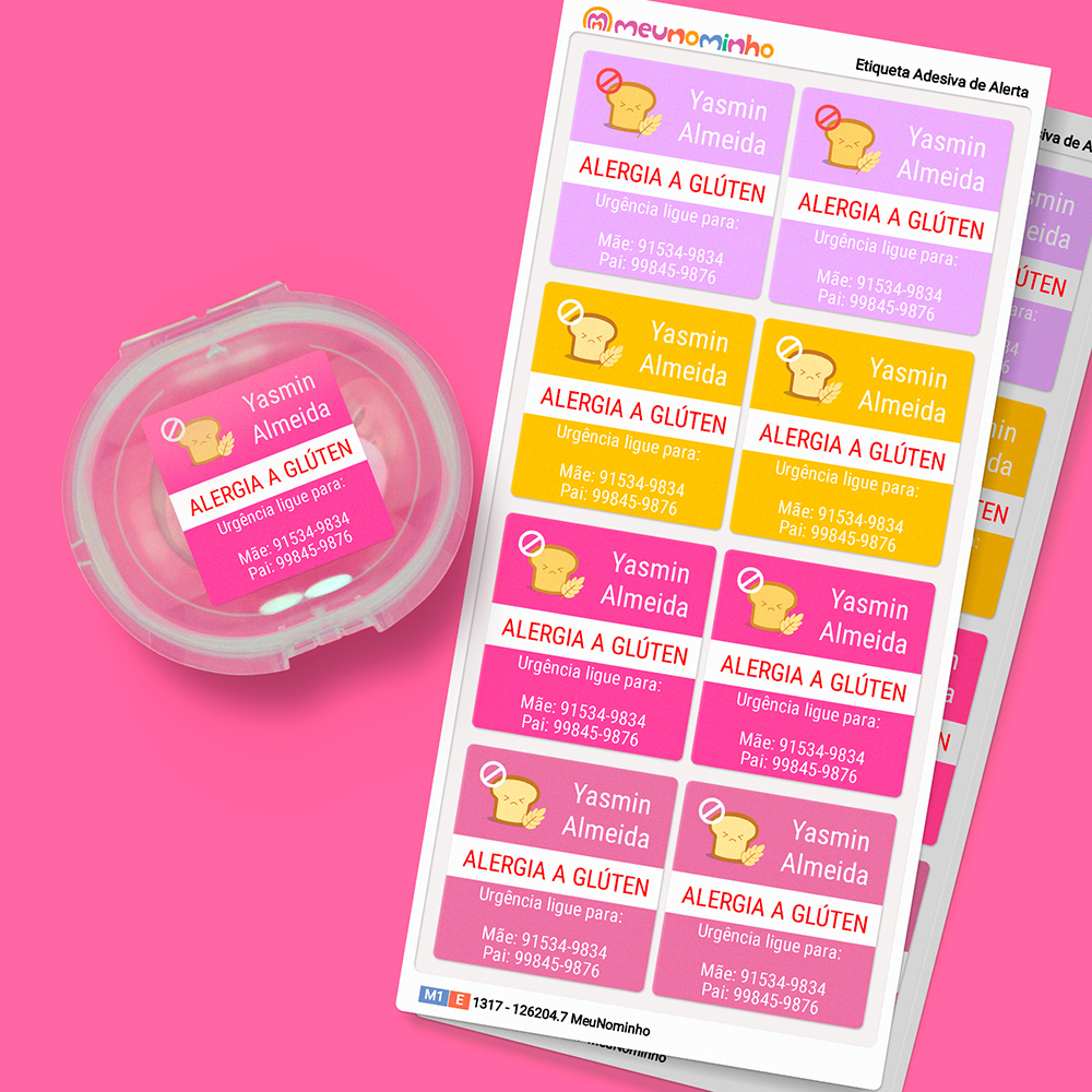 etiqueta infantil personalizada com alergia ao amendoim