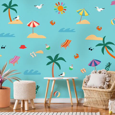 Adesivo de Parede Decoração - Férias de Verão