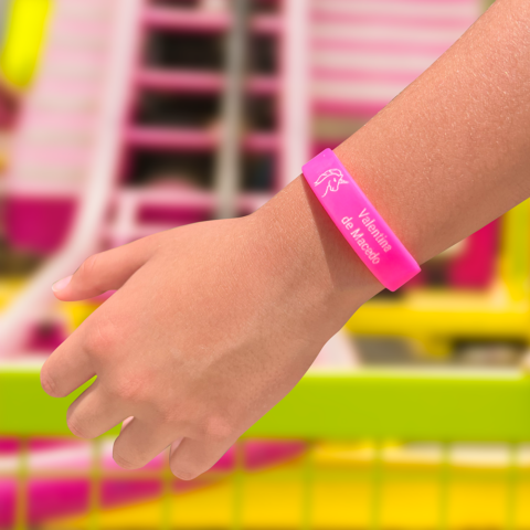 Pulseira de identificação infantil de tecido com nome e telefone, ilustração do autismo