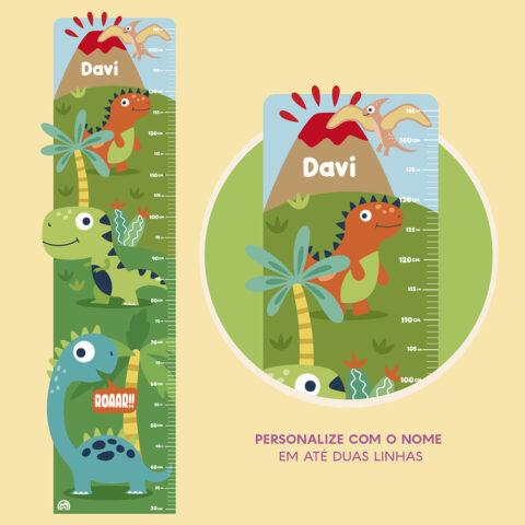Regua de Crescimento Adesiva Dinossauros