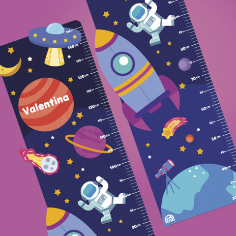 Regua de Crescimento Adesiva Espaço Sideral Cores