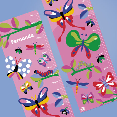 Regua de Crescimento Adesiva Metamorfose Borboletas
