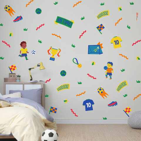 Adesivo de parede futebol infantil MeuNominho