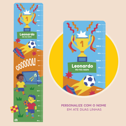 Regua de Crescimento Adesiva Futebol