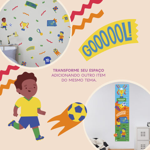 Regua de Crescimento Adesiva Futebol